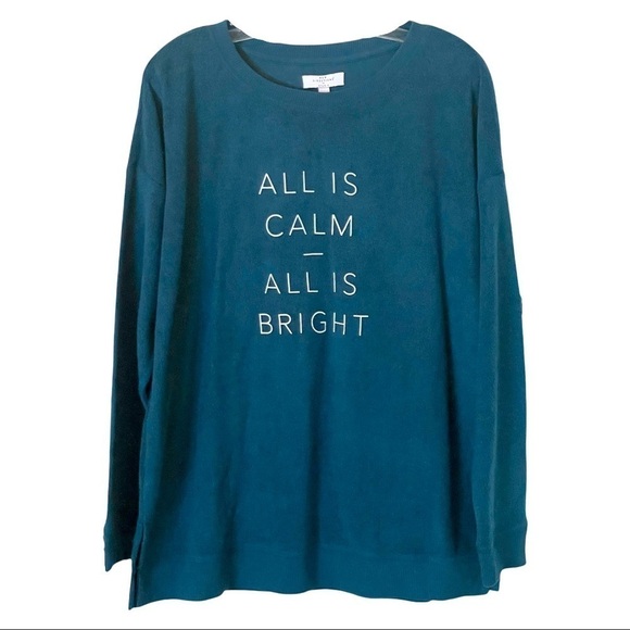 🌺 New Directions Holiday All is Calm Fleece Pullover Sweater NWT Size L - Picture 1 of 10
